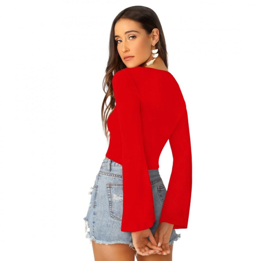 Generic Women's 95% Polyester 5% Spandex Western Wear Tops (Red)