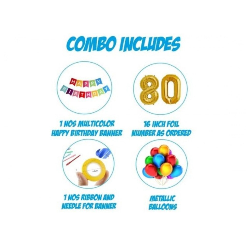 Generic 6Th Happy Birthday Decoration Combo With Multi Color Banner (Multicolor)