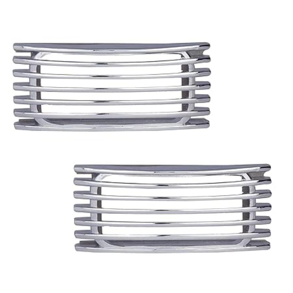 Generic Set Of 2 Stylish Car Side Lamp/Indicator Rim Sticker Grill/Jali Type Chrome Finishing Silver Cover Auto Car Exterior Accessories (Multicolor)
