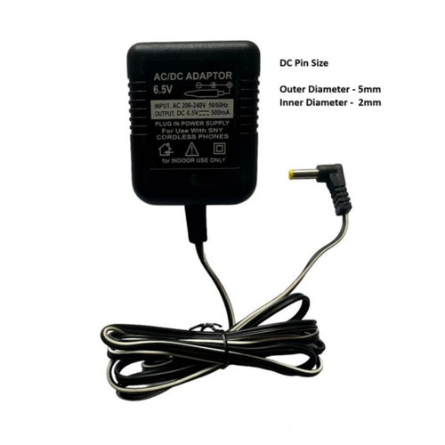 Generic 6.5V 500mA DC Power Adapter Power Supply AC Input 200-240 V for Toys- Cordless Phones- FM Radio- Other Electronic - IT Gadgets (Black)