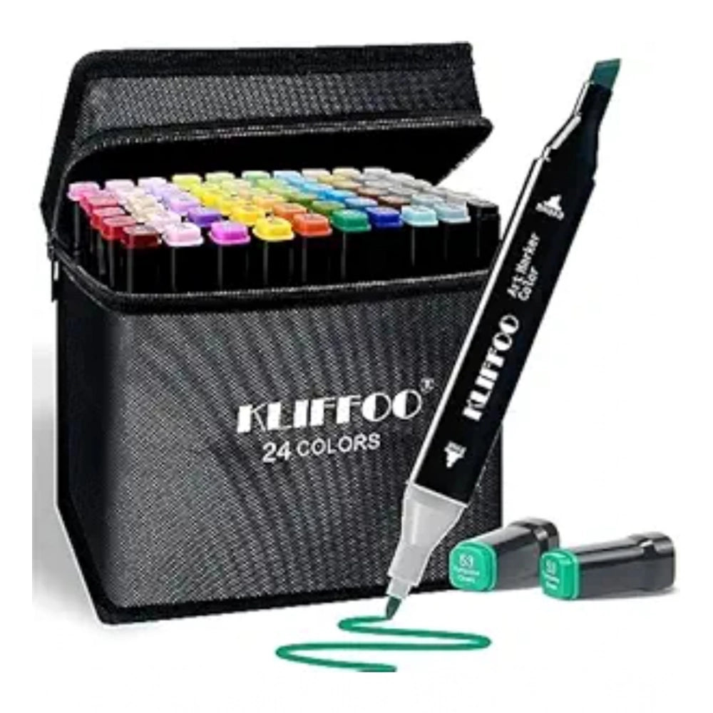 Generic Plastic 24Pcs Colors Art Markers Sketch Pen Dual Tip Artist Art Marker (Multicolor )
