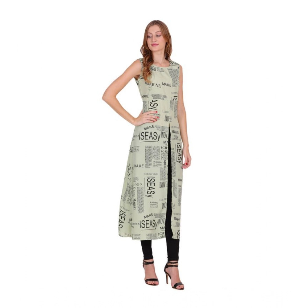 Generic Women's Casual Crepe Sleeveless Slit Dress (Light Green)