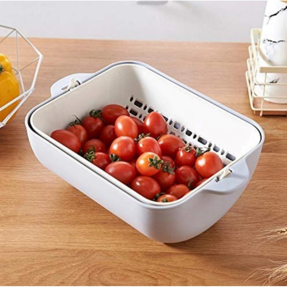 Generic Pack Of 2_Multi-Purpose Kitchen Basket – Ideal for Straining, Sieving, Washing And Holding Fruits or Foods (Color: Assorted )