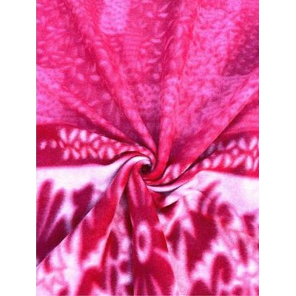 Generic Fleece Floral Printed Double Polar Warm Bedsheet with 2 Pillow Cover (Pink)