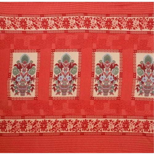 Generic Fleece Floral Printed Double Polar Warm Bedsheet with 2 Pillow Cover (Red)